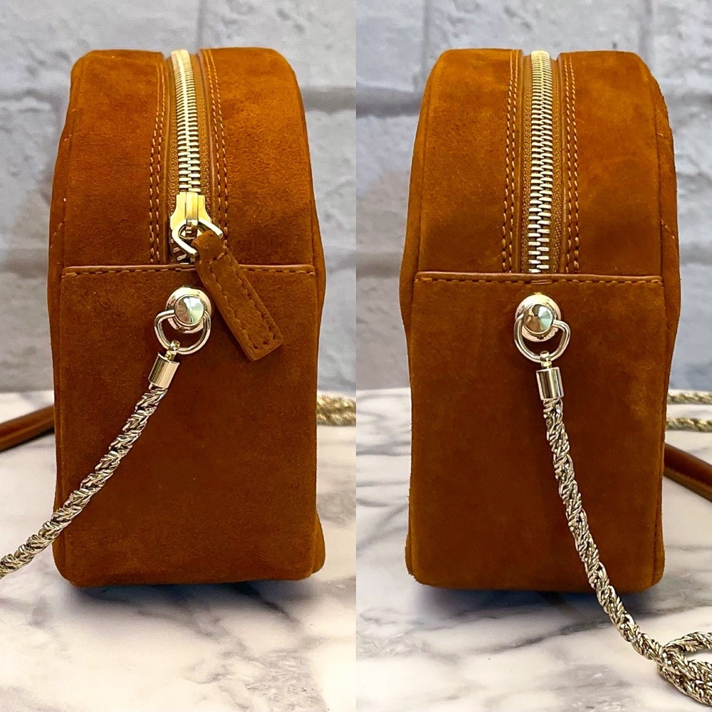 Sezane Dean Bag Quilted Leather Crossbody Noisette Brown NWT - Picture 3 of 11